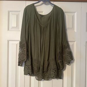 Unique Spectrum 3X Blouse With Lace Accents